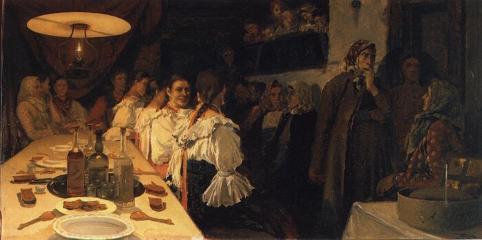 Андрей Рябушкин "Ожидание новобрачных от венца в Новгородской губернии" (1890-91)