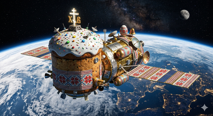 С днём космонавтики! Христос воскресе!