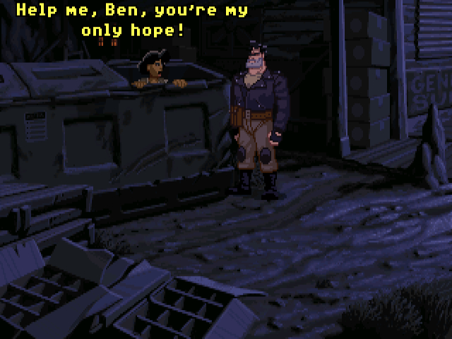 Во всех играх от LucasArts есть отсылки к кинотрилогии Джорджа Лукаса "Звёздные войны", и это, конечно, одна из них. "Помоги мне, Оби-Ван Кеноби. Ты моя единственная надежда!" - фраза-мольба принцессы Леи, с которой всё как раз началось в <a href="https://pikabu.ru/story/full_throttle_chast_3_13893116?u=https%3A%2F%2Fstarwars.fandom.com%2Fru%2Fwiki%2F%25D0%2597%25D0%25B2%25D1%2591%25D0%25B7%25D0%25B4%25D0%25BD%25D1%258B%25D0%25B5_%25D0%25B2%25D0%25BE%25D0%25B9%25D0%25BD%25D1%258B._%25D0%25AD%25D0%25BF%25D0%25B8%25D0%25B7%25D0%25BE%25D0%25B4_IV%3A_%25D0%259D%25D0%25BE%25D0%25B2%25D0%25B0%25D1%258F_%25D0%25BD%25D0%25B0%25D0%25B4%25D0%25B5%25D0%25B6%25D0%25B4%25D0%25B0&t=%D0%BF%D0%B5%D1%80%D0%B2%D0%BE%D0%BC%20%D1%84%D0%B8%D0%BB%D1%8C%D0%BC%D0%B5&h=4fd9d9c89227b2678d132b211b9f42cbe538b0cf" title="https://starwars.fandom.com/ru/wiki/%D0%97%D0%B2%D1%91%D0%B7%D0%B4%D0%BD%D1%8B%D0%B5_%D0%B2%D0%BE%D0..." target="_blank" rel="nofollow noopener">первом фильме</a>.