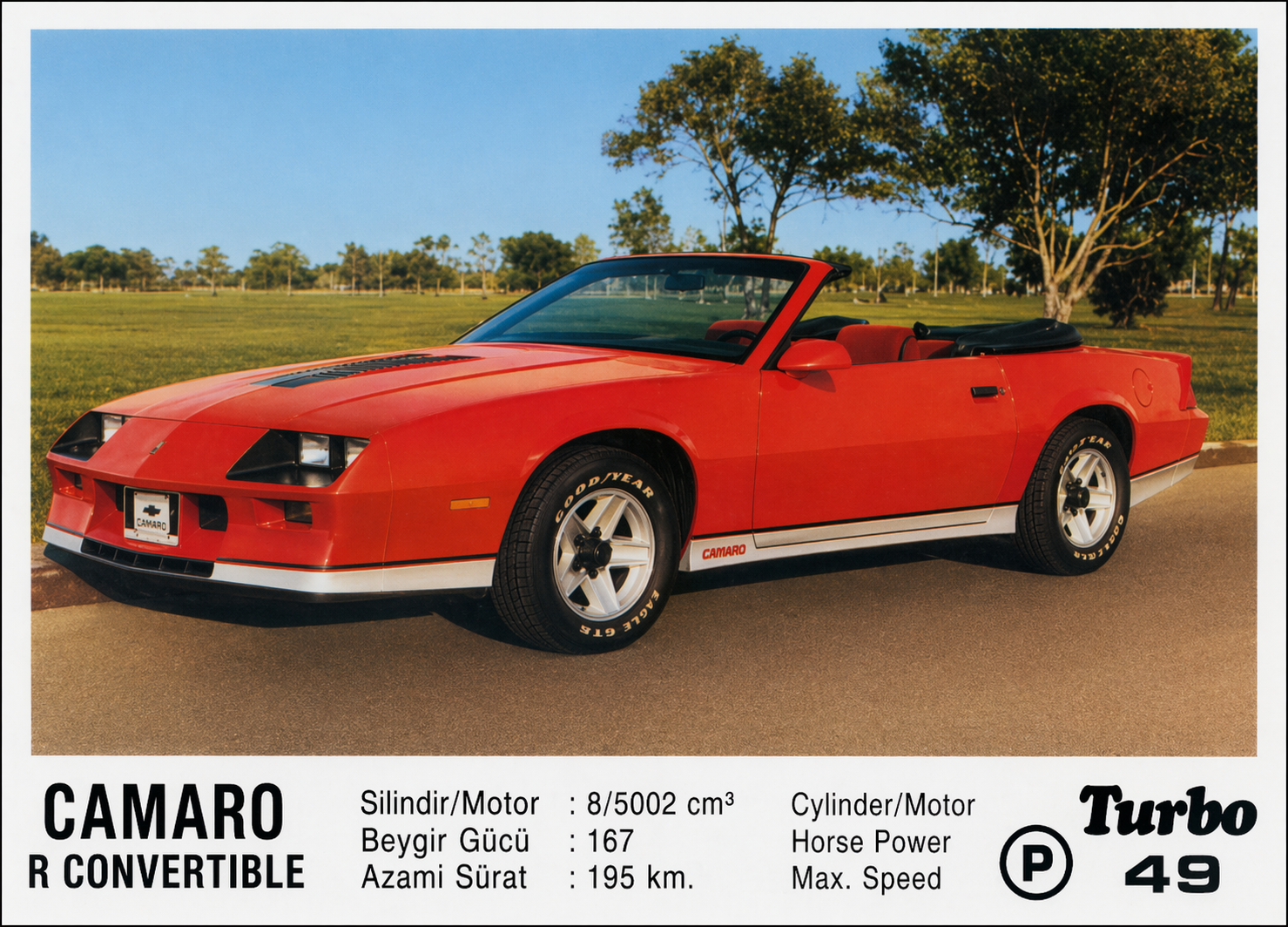 Вкладыш №49 — Camaro R Convertible, восстановленное изображение