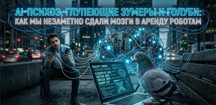 AI-психоз, глупеющие зумеры и голуби: как мы незаметно сдали мозги в аренду роботам