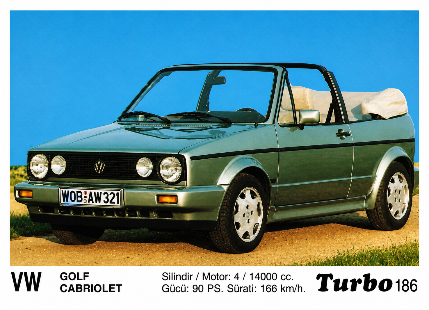 Вкладыш №186 — VW Golf Cabriolet, восстановленное изображение