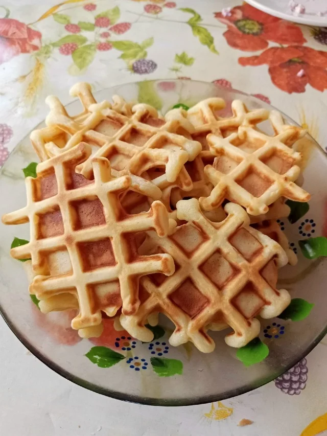 Waffle iron - My, Breakfast, Good mood, Sweets, Recipe, Waffles, Waffle iron, Longpost