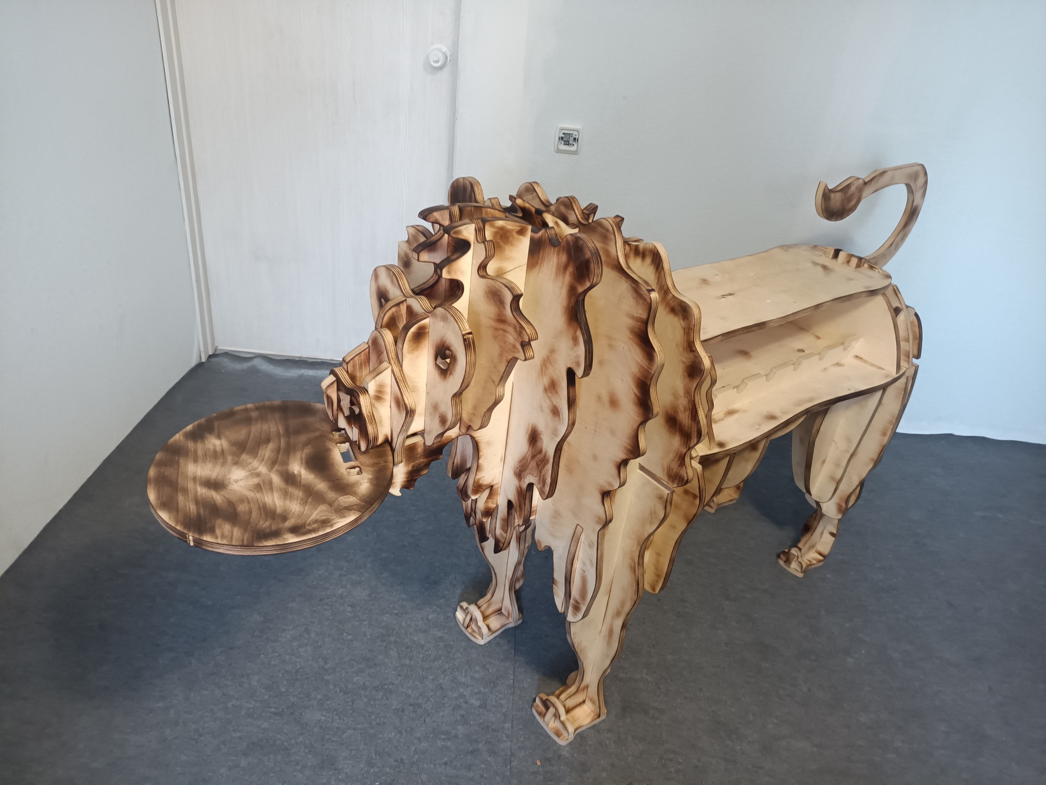ANIMAL FURNITURE shelf LEV - Series BEAST FURNITURE, My, Handmade, A shelf, Bookshelf, With your own hands, Needlework, Furniture, a lion, Plywood, Crafts, Longpost
