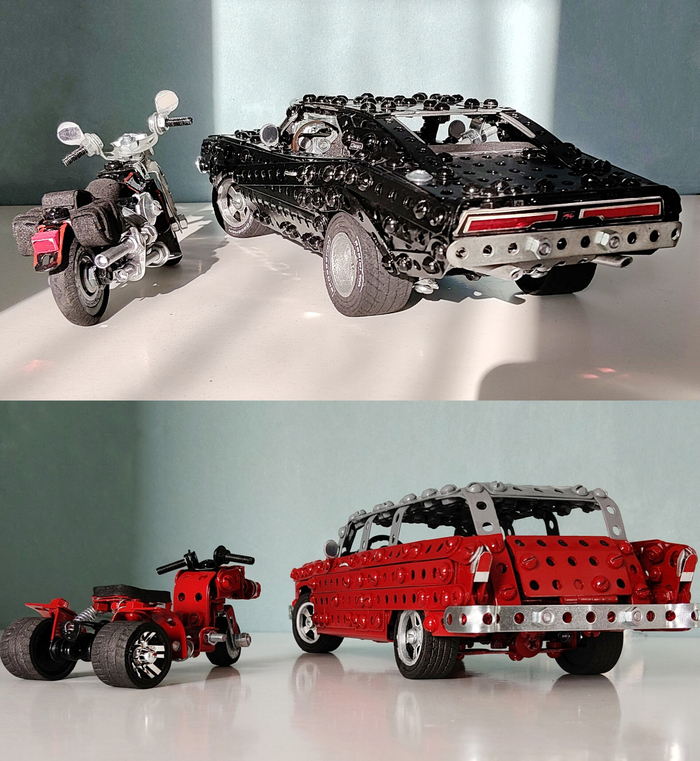Harley, Dodge, Honda, Chevrolet из металлического конструктора, проволоки, резины и картона