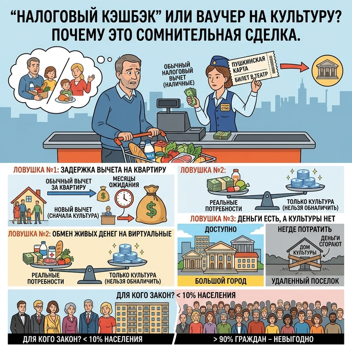 Налоговый кешбэк или «кошелек в театр»: зачем государство предлагает гражданам отказаться от своих же денег?