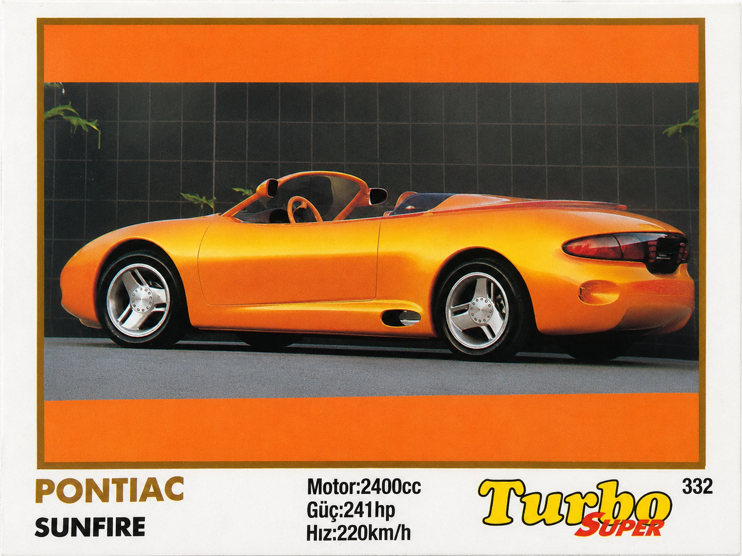 Вкладыш №332 — Pontiac Sunfire, восстановленное изображение