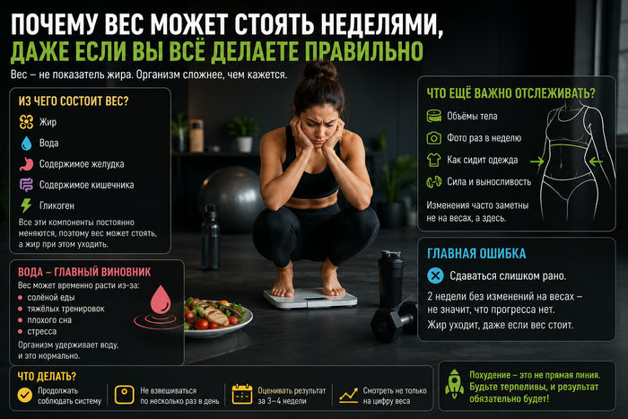 Почему вес может стоять неделями, даже если вы всё делаете правильно