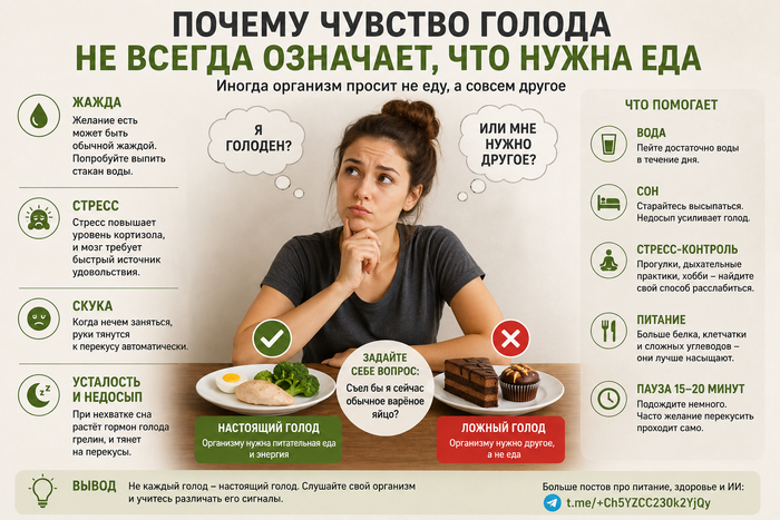 Почему чувство голода не всегда означает, что организму нужна еда