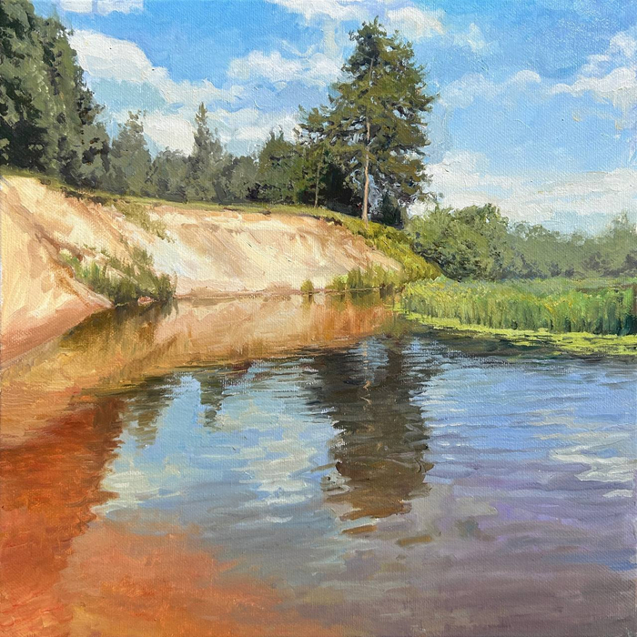 Оредеж, июньский день. 60х60. Холст. Масло