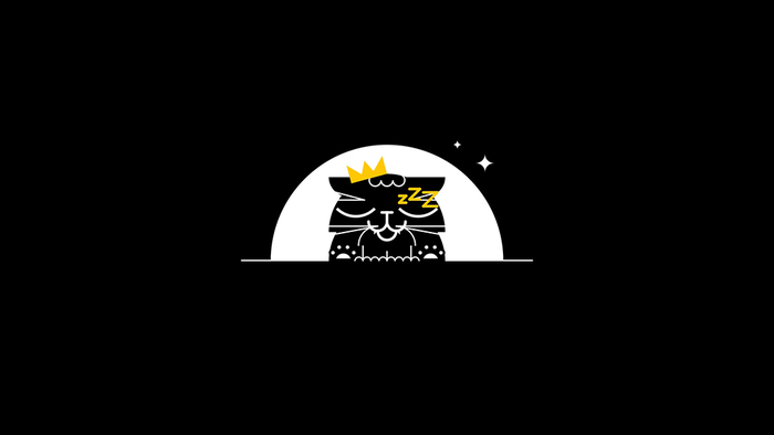 Sleeping Cute Black Kitten Sticker Design