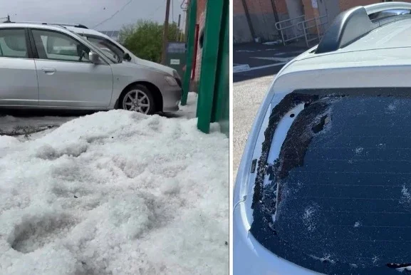 Mines were covered in hail in the Rostov region. - My, Weather, Rostov region, Hail, Video, Vertical video, Short videos, Longpost