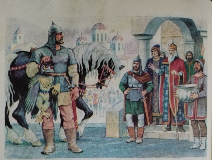 А этот соловей-разбойник больше птица, чем человек. Иллюстрация советских художников из книжки «Родная речь».