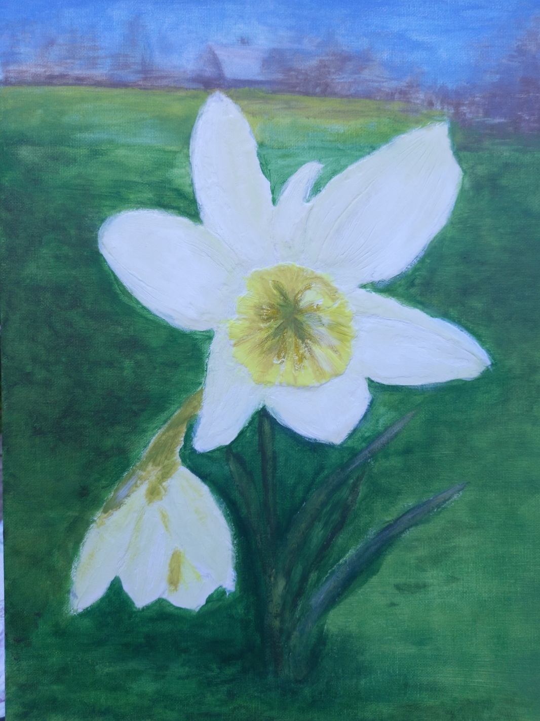 From White Relief to Bokeh: How My Narcissus Came to Life (The Process Inside) - My, Painting, Acrylic, Textures, Daffodils flowers, Creation, Creative people, Self-taught artist, Needlework with process, Painting, Author's painting, Spring, With your own hands, Longpost