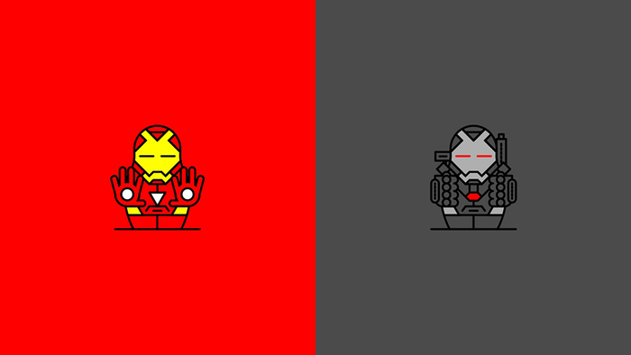 2020, Iron Man and War Machine from Marvel Studios "Iron Man 2" Icons Design by ARTRASIM