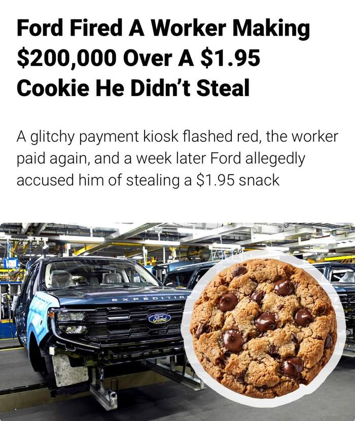 Ford уволил сотрудника с зарплатой $200 тысяч в год из-за печенья за $1,95