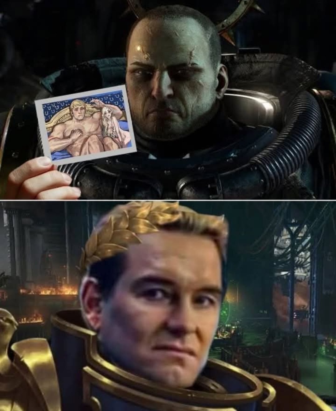When you get carried away playing at friendship with xenos - From the network, Game humor, Warhammer, Warhammer 40k, Wh humor, Adeptus Astartes, Homelander (Boys TV series), Roboute guilliman, Xenos, Bestiality, Dirty, Compromising evidence, Eldar
