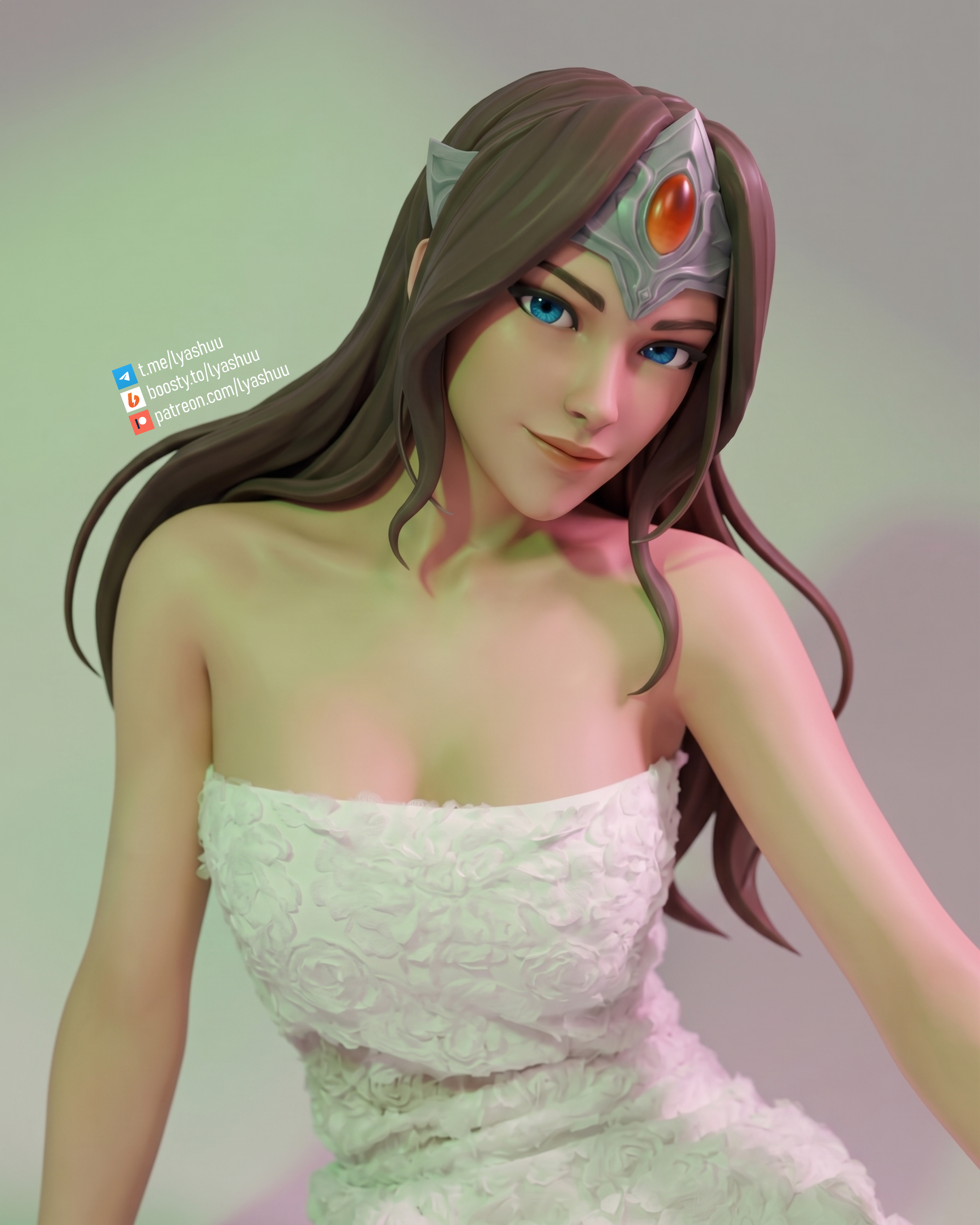 Mirana | Dota 2 - My, Mirana, Dota, Dota 2, The dress, Evening Dress, Art, Game art, Lyashu, 3D, Computer graphics