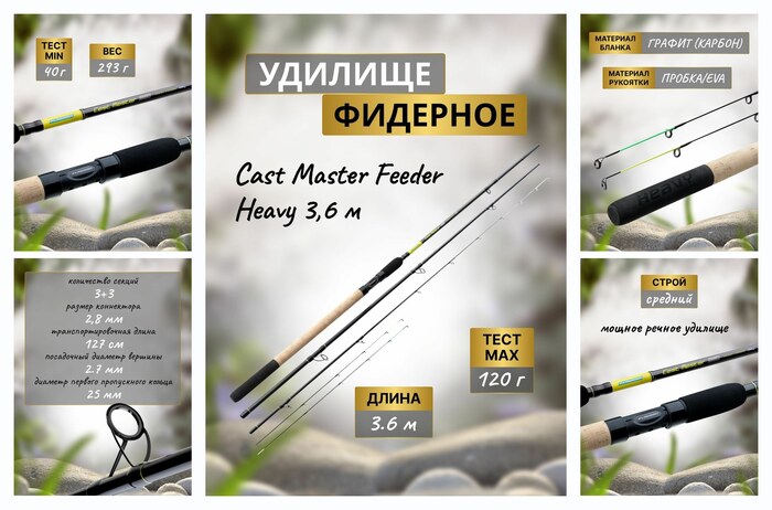 FLAGMAN Удилище фидерное Cast Master Feeder 3,6м тест max 120г Heavy
