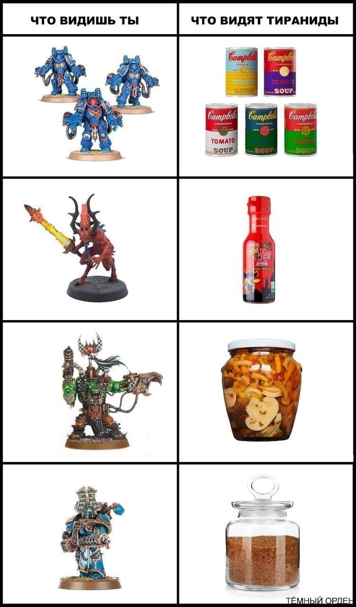 В Warhammer Fantasy подобными пристрастиями обладает Гром Брюхо, тоже любитель хряпнуть супчика из павших врагов.