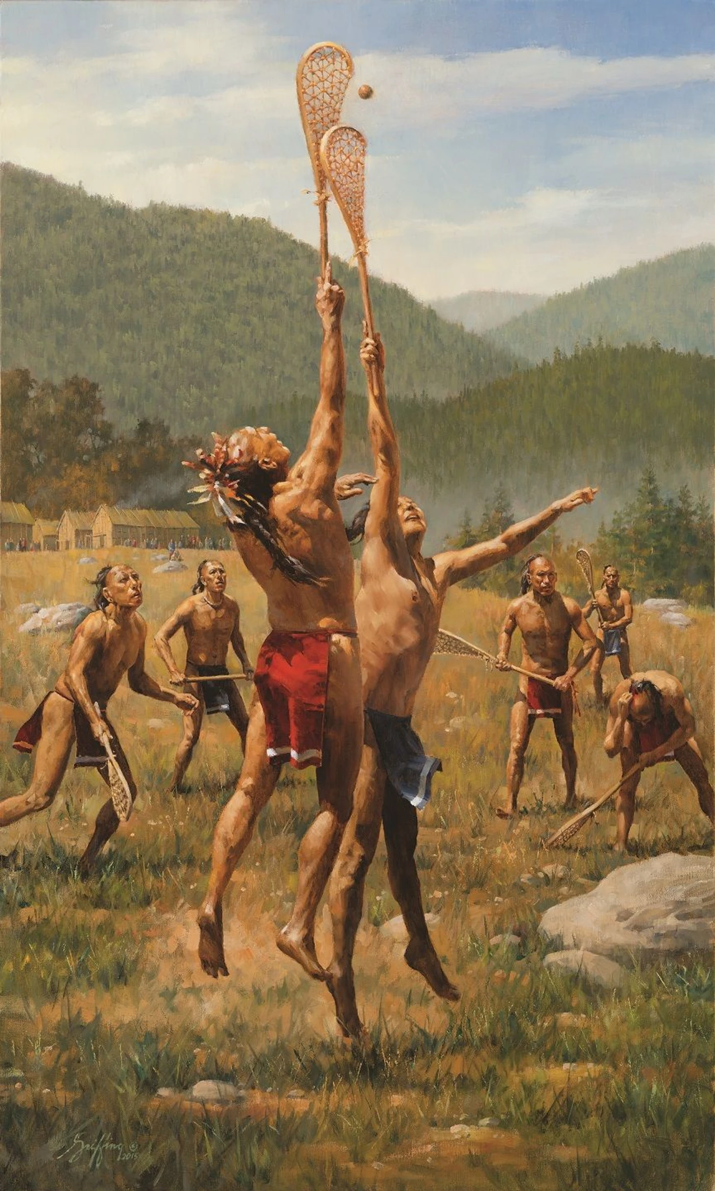 Lacrosse and stickball in art: painting, graphics - Series Lacrosse in Russia, My, Lacrosse, Painting, Art, Longpost