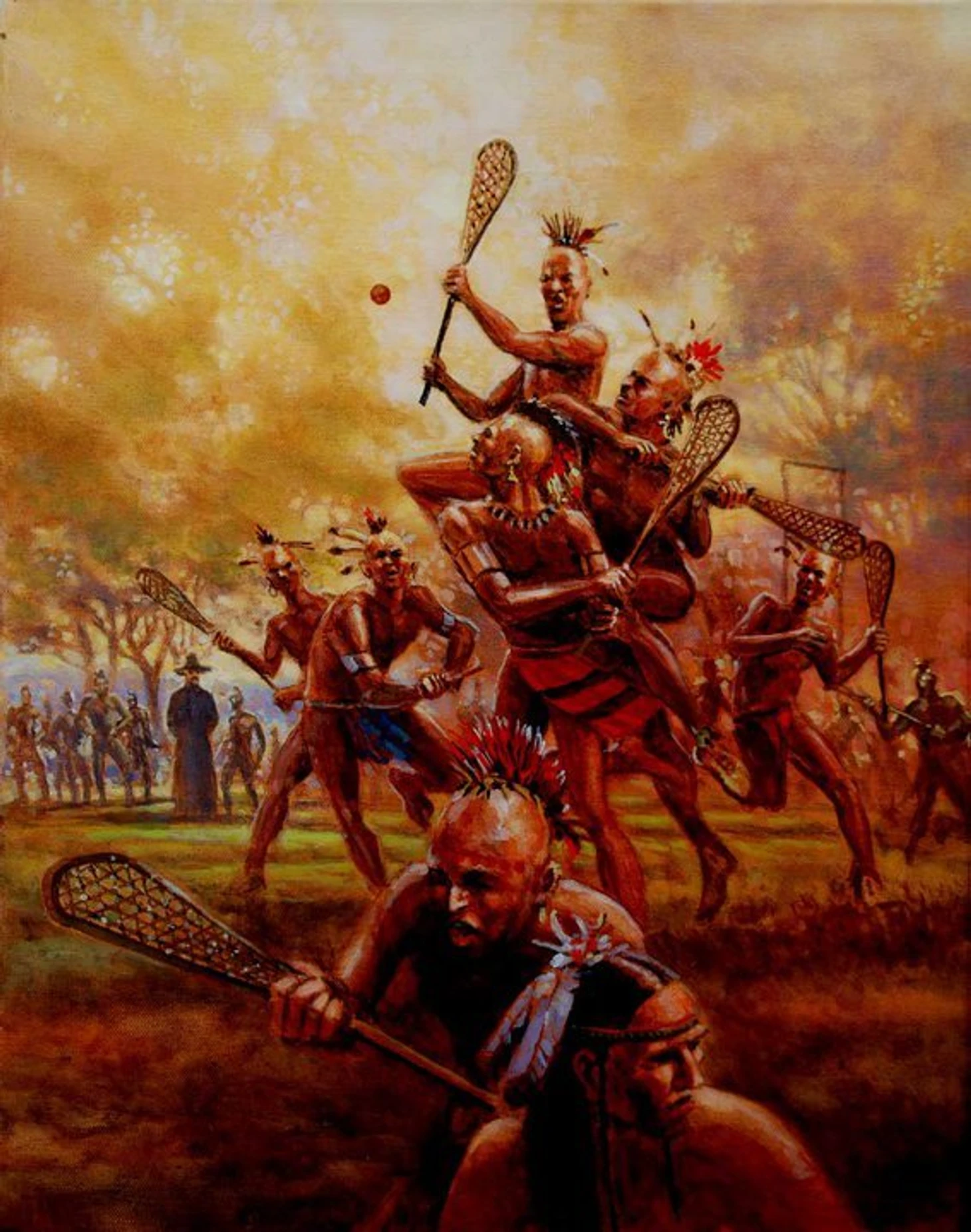 Lacrosse and stickball in art: painting, graphics - Series Lacrosse in Russia, My, Lacrosse, Painting, Art, Longpost