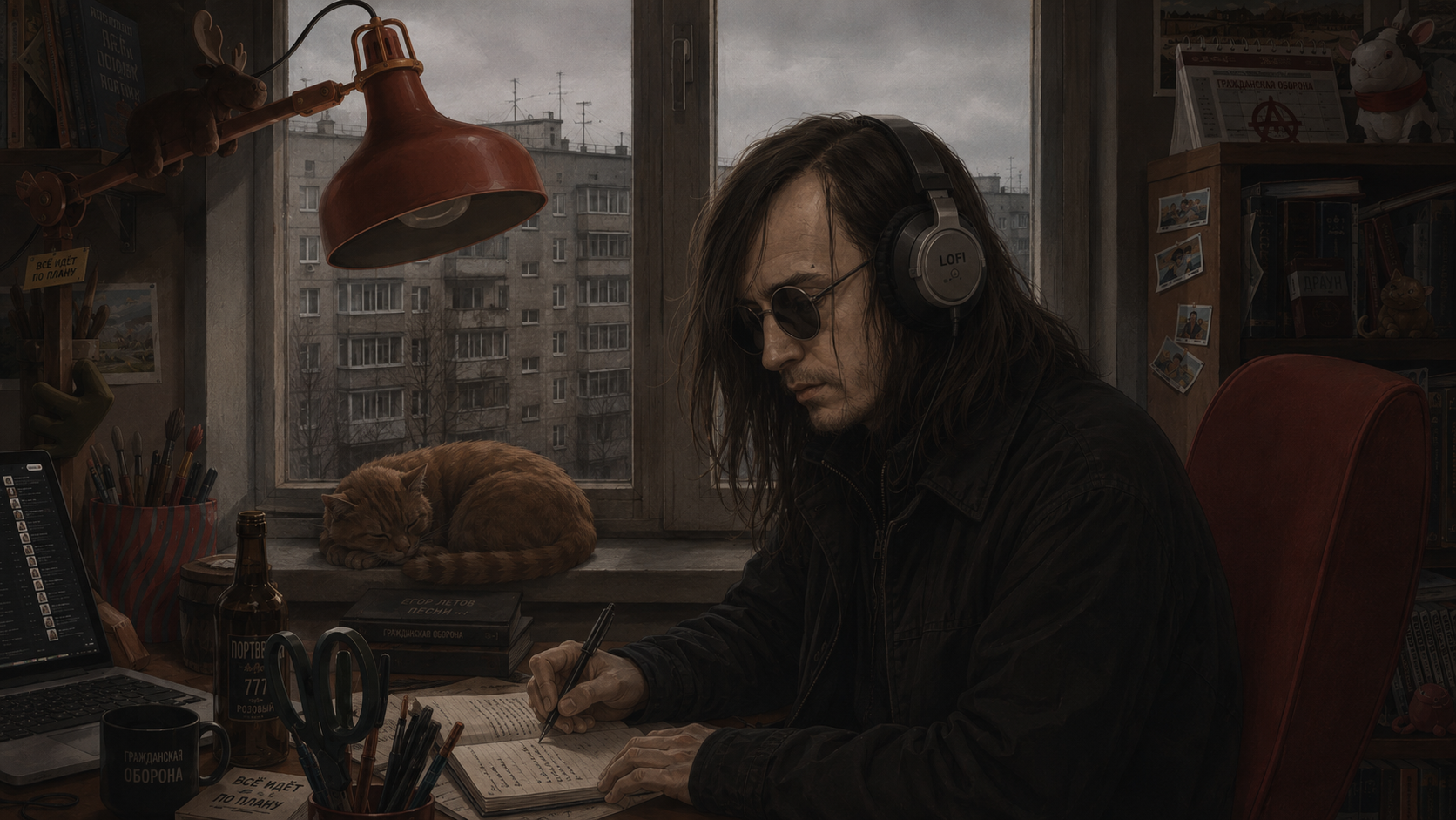Ответ на пост «Lo-Fi Girl в стиле разных стран» - Контент нейросетей, Reddit, Арт, Страны, Длиннопост, Lofi hip-hop radio, Рисунок, Челлендж, Стиль, Егор Летов, Ответ на пост
