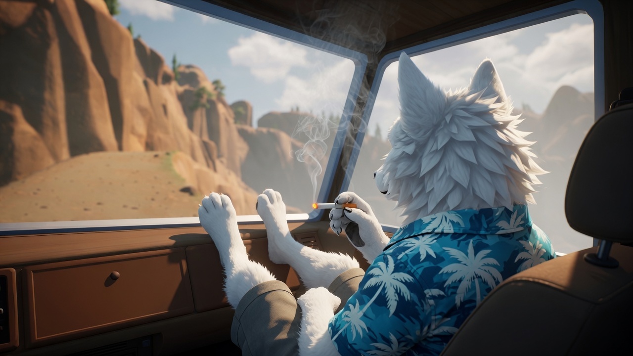 Furry art by Wolfmks #3859 for The Hangover in the RV - My, Neural Network Content, Furry, Longpost