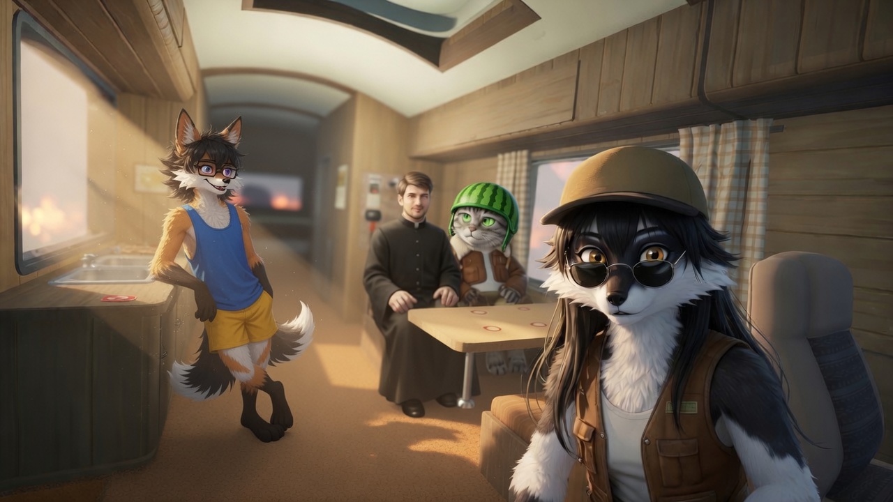 Furry art by Wolfmks #3859 for The Hangover in the RV - My, Neural Network Content, Furry, Longpost
