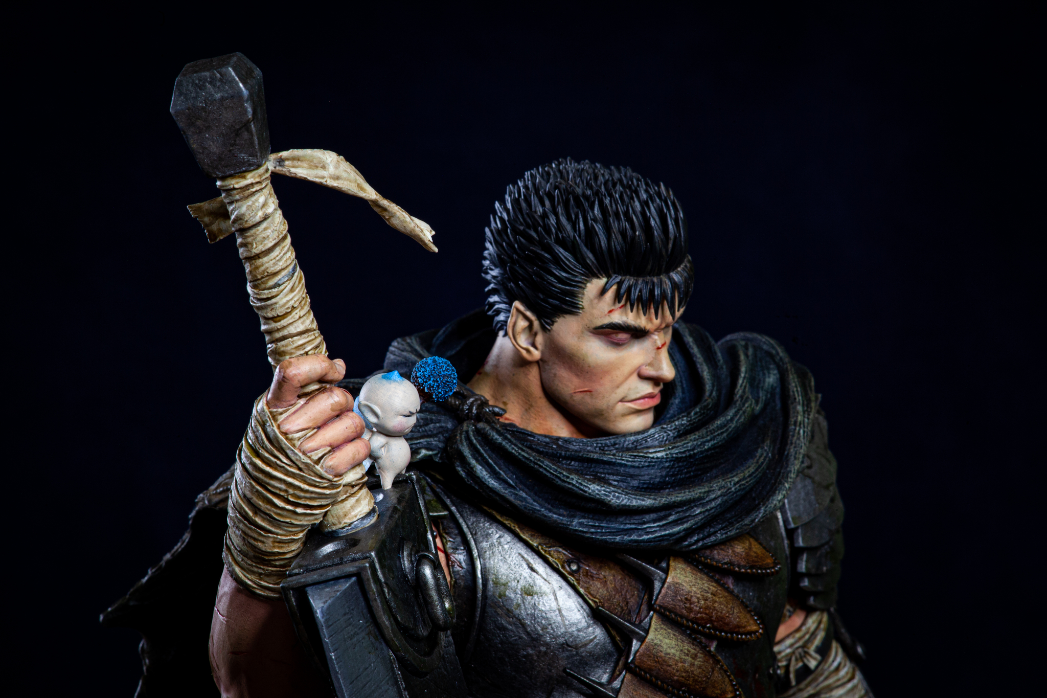 Guts figure from the anime Berserk. 3D printed and acrylic painted. - My, Hobby, Collecting, Creation, Collection, Miniature, Anime, Painting, Handmade, Photopolymer printing, Berserk, Guts, Sculpture, Games, Painting miniatures, Creation