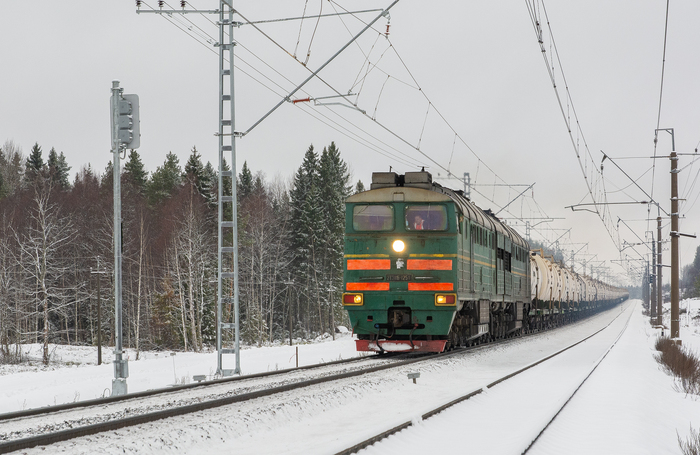2ТЭ116-1251 с наливным составом перегон Выборг - Матросово. Дата: 18.01.2017