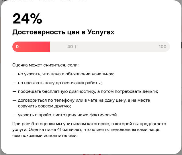 Авито: Достоверность цен в Услугах - как это работает и как это исправить?