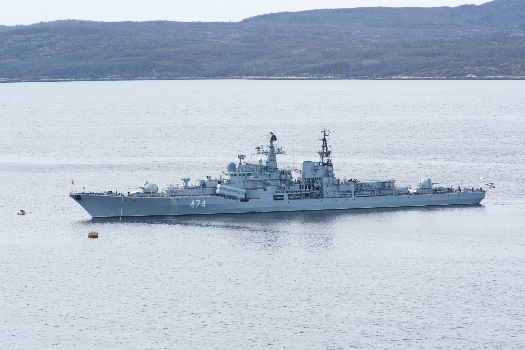 Admiral Ushakov - Series Ships in my harbor, My, Combat ships, Ship, Fleet, Sea, Severomorsk, Murmansk region, Kola Bay, Arctic, Destroyer
