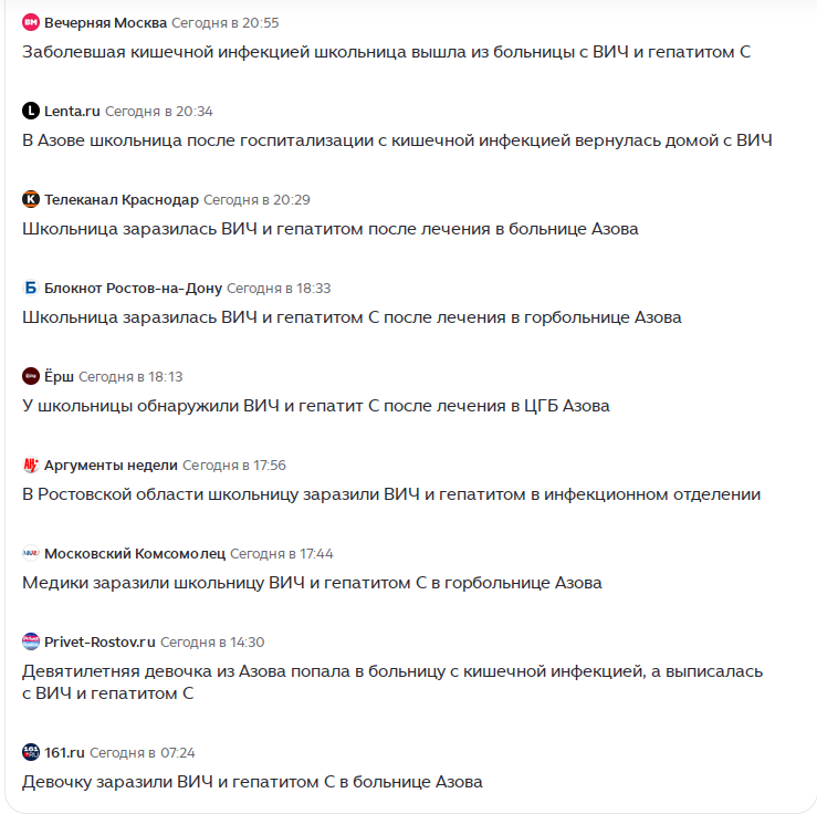 Response to the post In Azov, an 11-year-old girl was infected with HIV and hepatitis C - Hospital, Infection, Azov, Rostov region, Hiv, Hepatitis C, Children, Text, Negative, Reply to post, Yandex Zen (link), Longpost