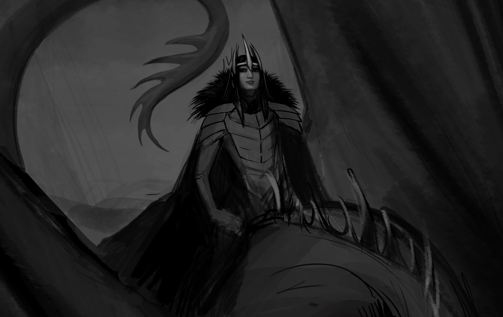 Morgoroth. Digital sketches - My, 2D, Drawing, Digital drawing, Art, Sketch, Characters (edit), Sketch, Black and white, Fantasy, Friday tag is mine, Longpost