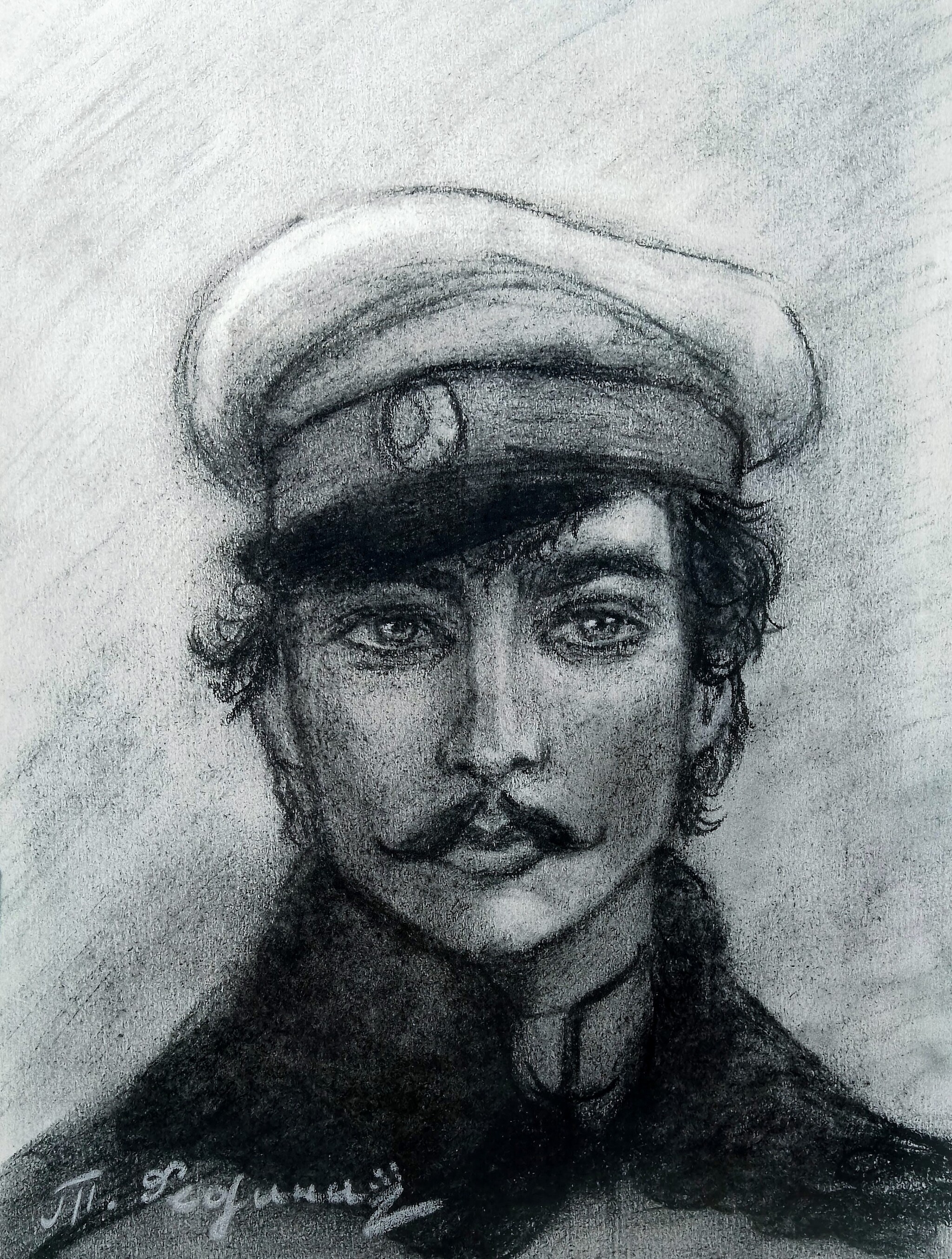 Portrait #96 (sauce) - My, Art, Portrait, Men, Crayons, Sauce, Drawing, Traditional art
