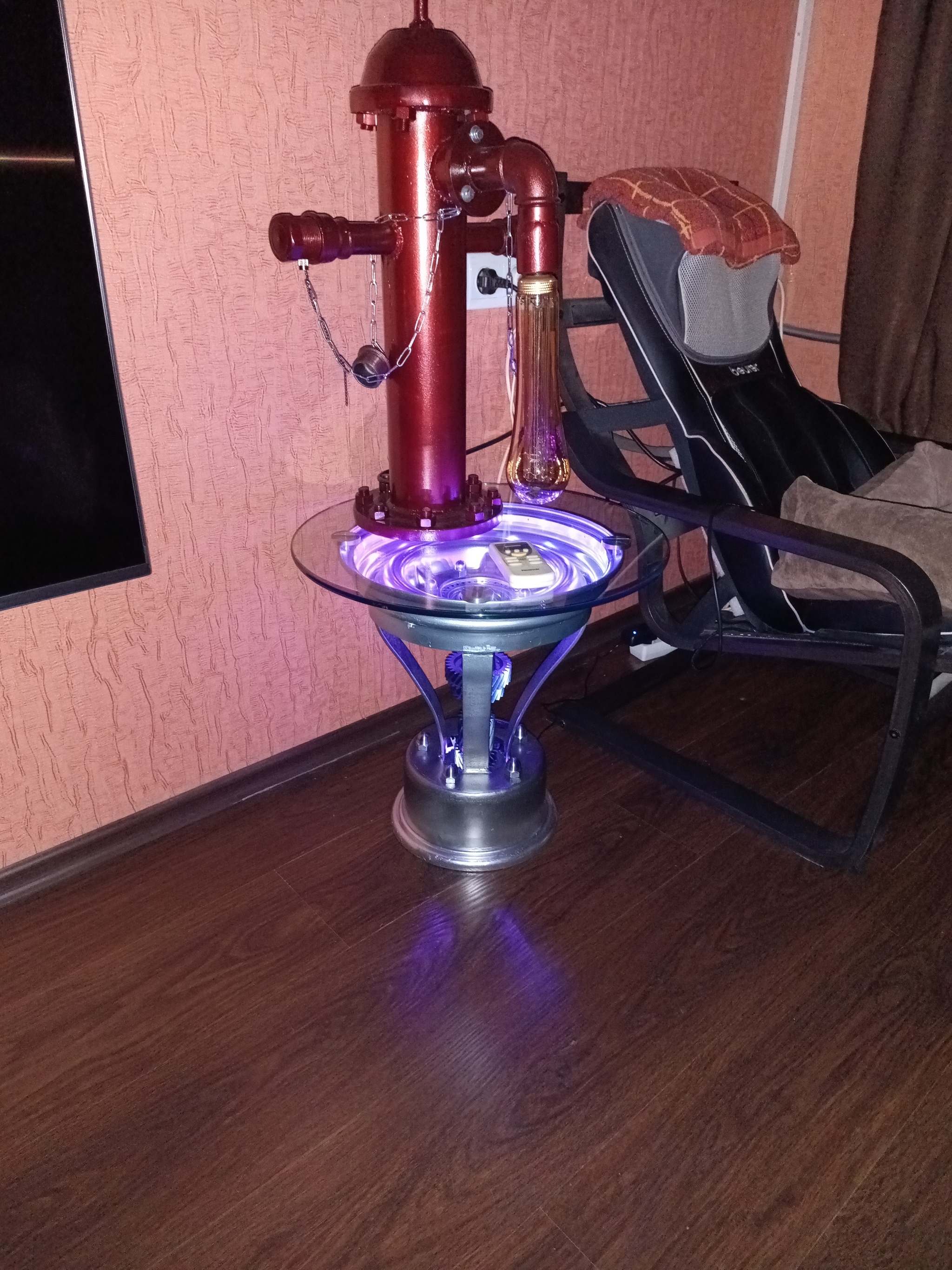 Coffee table made from rusty CDs - Series Crafts, My, Metal products, With your own hands, Needlework, Crafts, Manufacturing, Welding, Table, Coffee table, Discs, Longpost