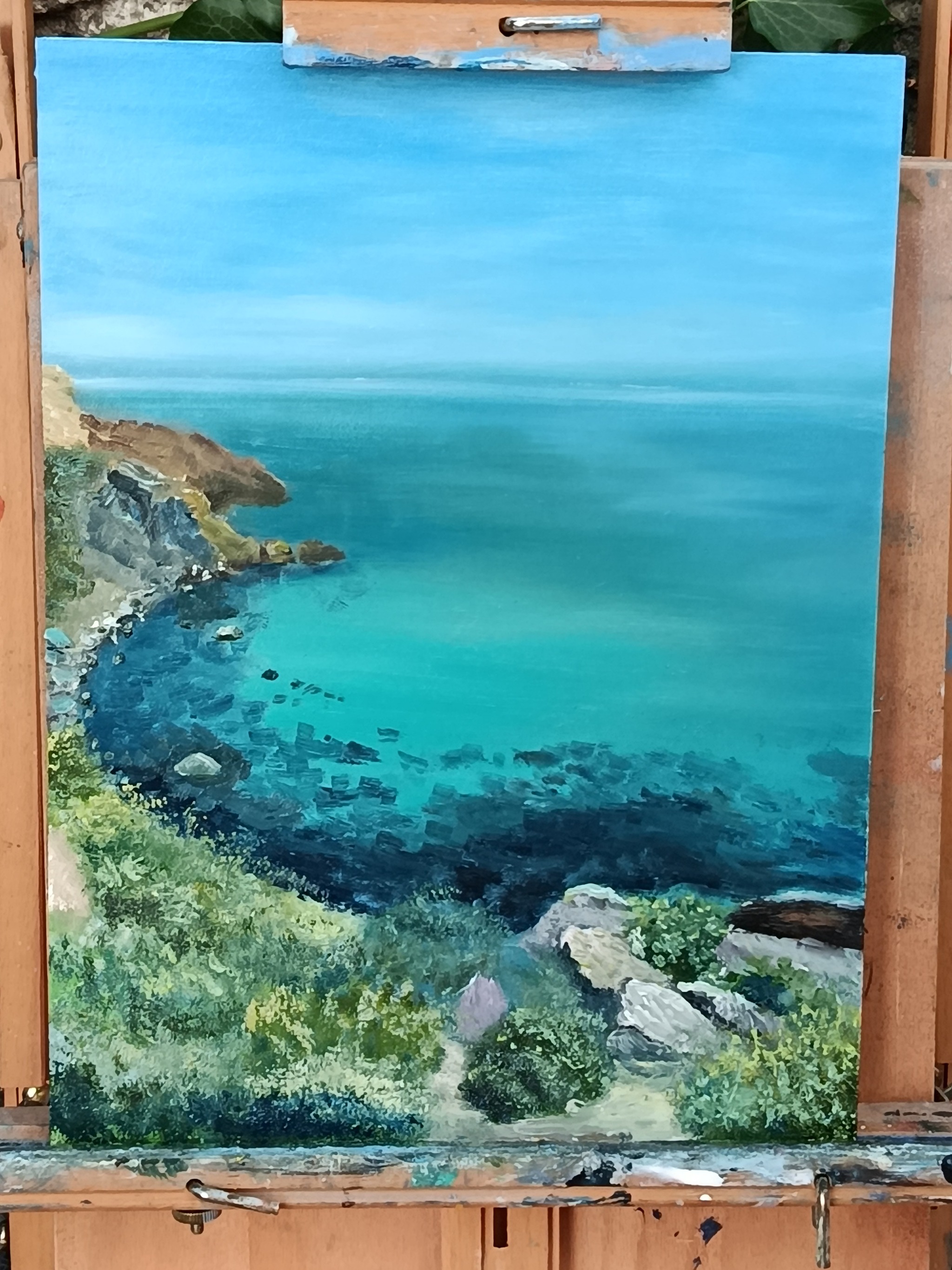 View of Crocodile Beach, Fiolent. Sevastopol, Alexandra Bay, 2026 - My, Crimea, Sevastopol, Cape Fiolent, Oil painting, I'm an artist - that's how I see it, Longpost