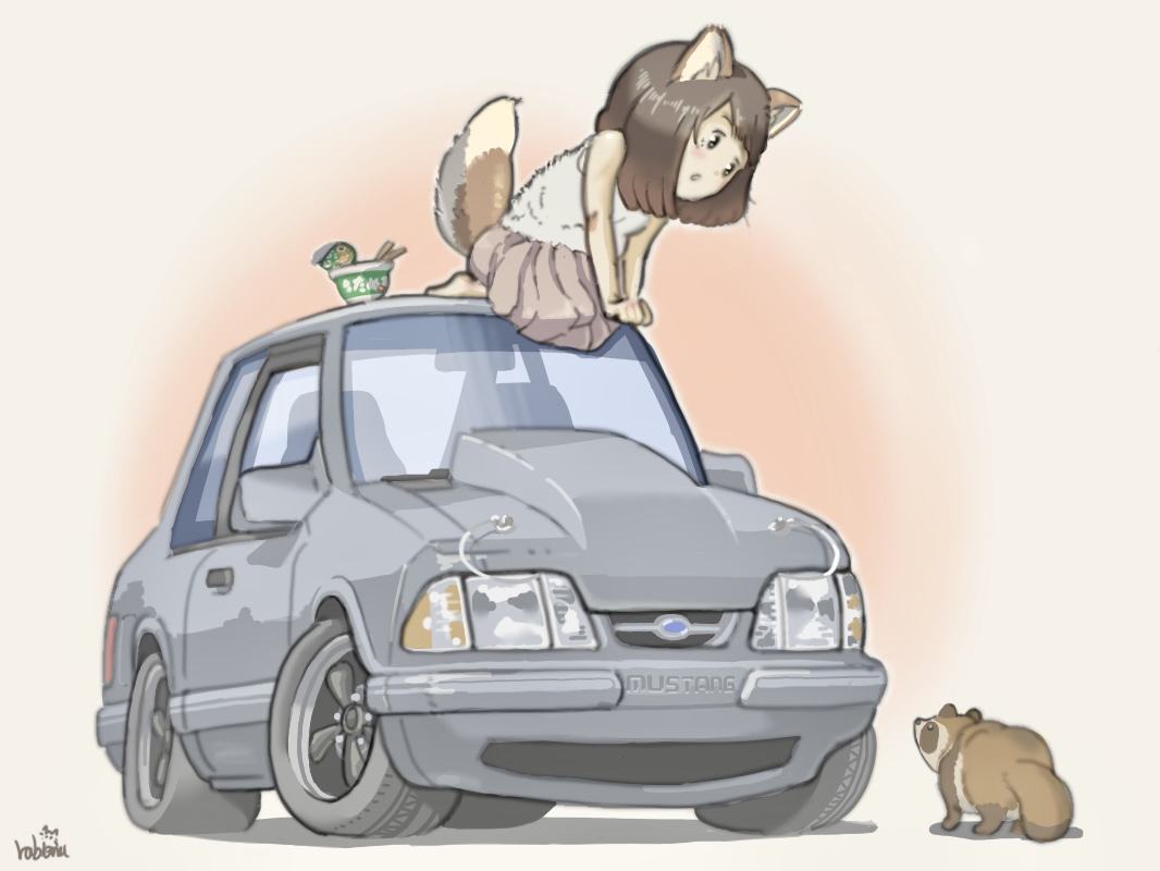 Go away, animal! - Anime, Anime art, Girls, Art, Original character, Raccoon dog, Ford, Animal ears