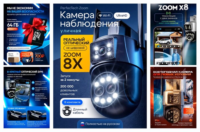 ������ ��������������� Perfectech ZOOM, 3 ��, � ����� x8, ����������, �������, wi-fi, 3 �, �����-�����