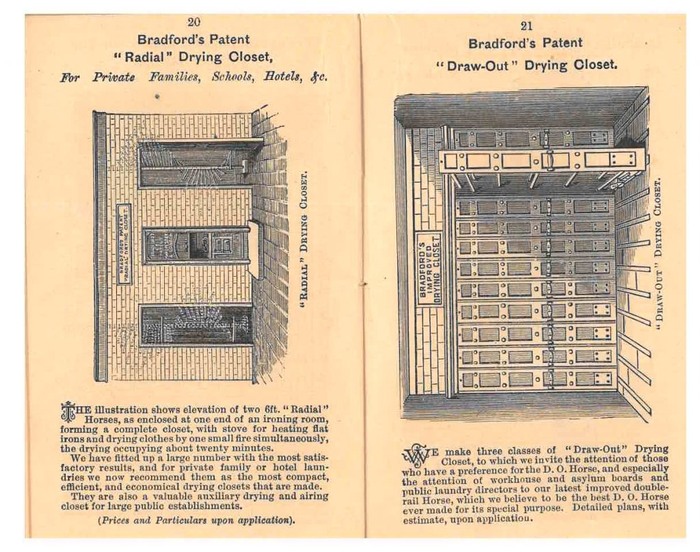 Сушильные шкафы Bradford’s Patent из торгового каталога Thomas Bradford & Co. Манчестер, 1878 год.