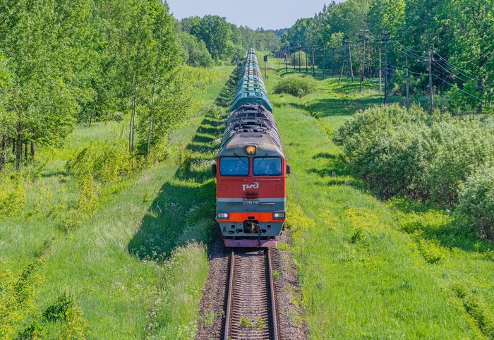 Тепловоз 2ТЭ116У-0146 с грузовым поездом. Дата: 04.06.2019