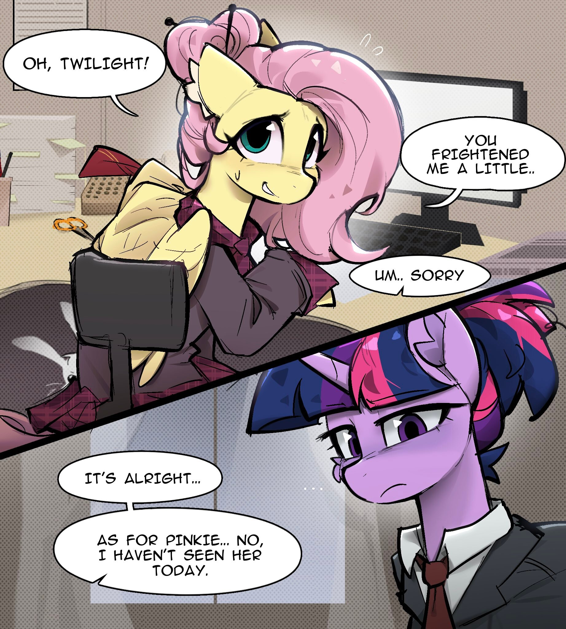Second Shift. Part 2 - Series Office workers, My little pony, Twilight sparkle, Fluttershy, Longpost