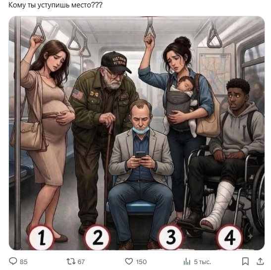 Кому уступишь место?