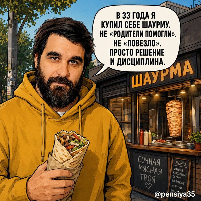 Перешли другу, который тоже шёл к шаурме через решение и дисциплину
