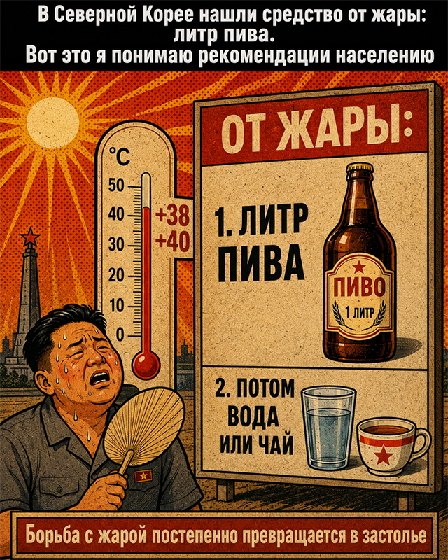 В Северной Корее нашли средство от жары: литр пива. Вот это я понимаю рекомендации населению