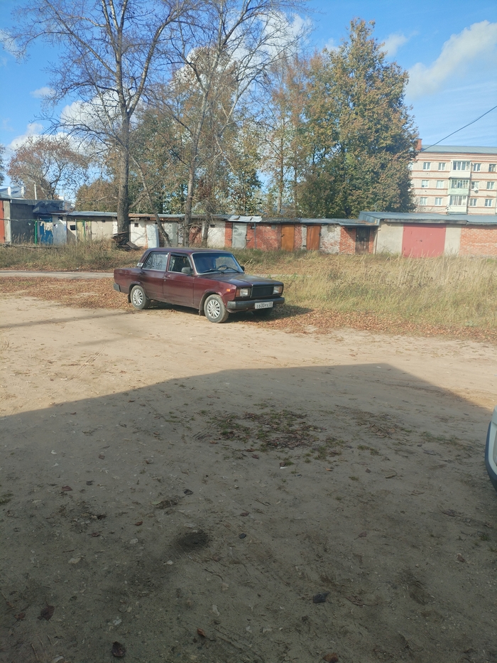 Стоим в очереди. Это тень такая большая - от Газели, которая передо мной. А перед ней ещё две машины и велосипед электрический, и одной машине надо "снимать голову". Я просто чужие машины фотать не стала, они же чужие же.