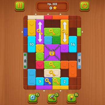 Перемещайте деревянные блоки и направляйте их в ворота, соответствующие их цвету! Это спокойная и расслабляющая головоломка без таймеров и ограничений — играйте в комфортном темпе.