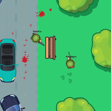 Онлайн 2D-шутер с видом сверху. Сражайся в захватывающих матчах, находи оружие, побеждай врагов и стань последним выжившим!