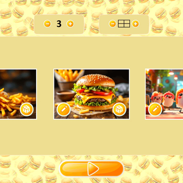 Микс Пазл: Быстрое питание — собери любимые блюда! Перемещай части изображений, восстанавливай вкусные картинки и становись мастером пазлов.